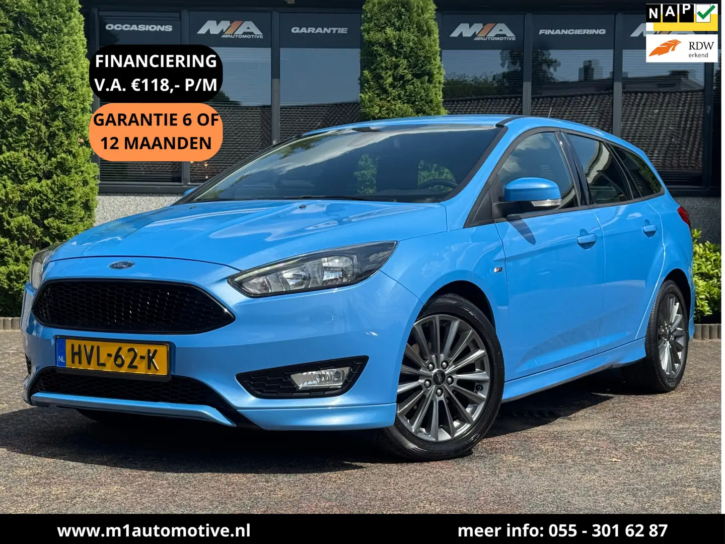 Ford Focus Wagon 1.0 Titanium ST-LINE|CruiseControl|A/C|1EIG Blauw - 1