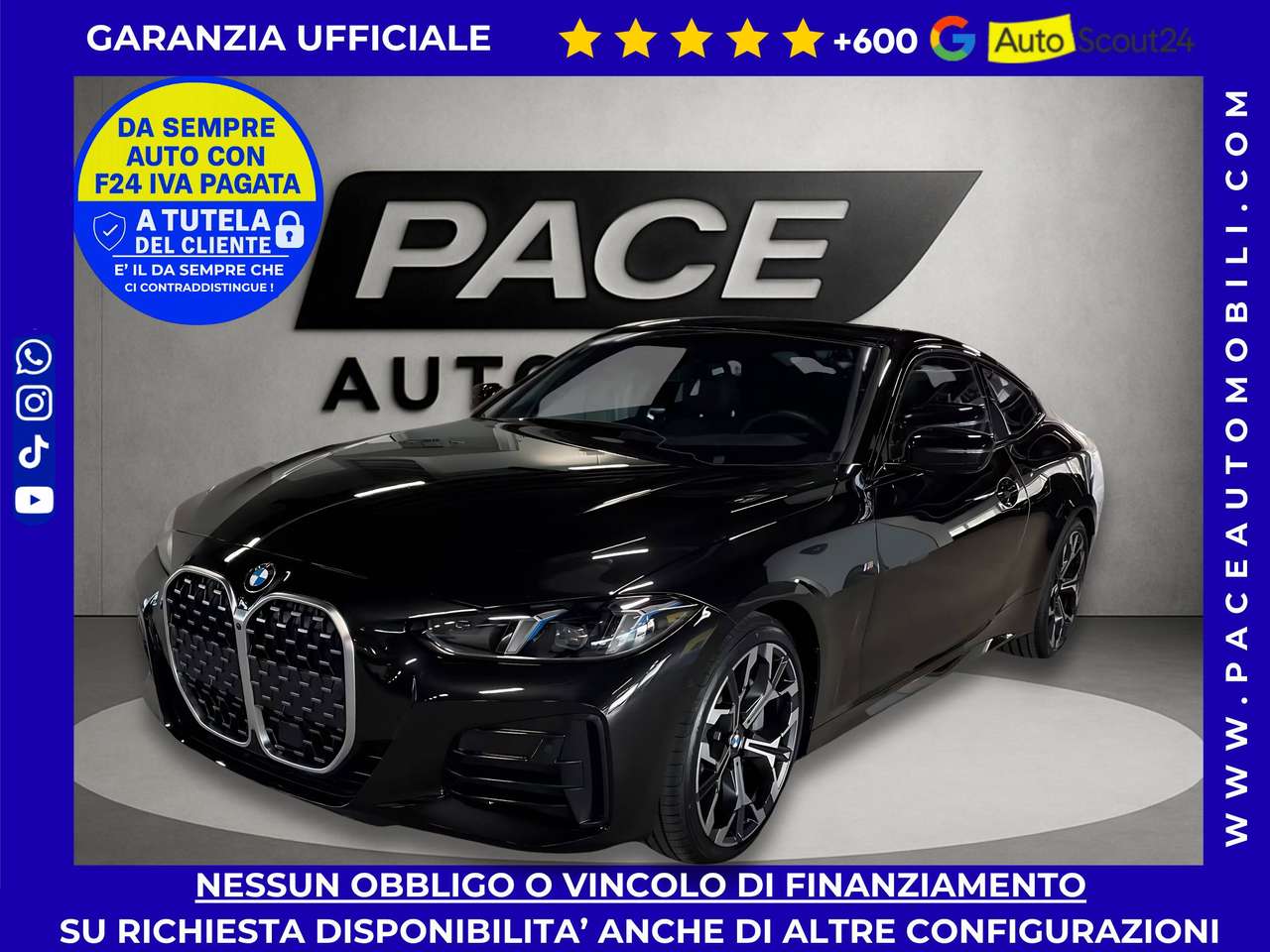 BMW 430 i COUPE XD M SPORT M-SPORT MSPORT PRO INTERNI CARBONIO ACC TETTO BLACK PACK HUD 19"