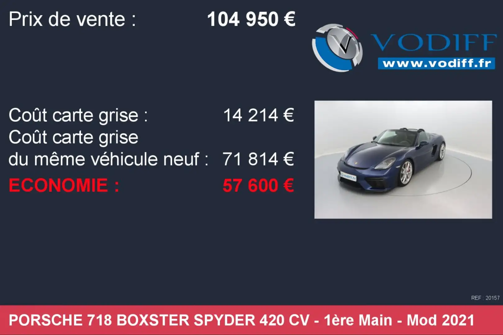 Porsche 718 BOXSTER SPYDER 420 CV Bleu - 2