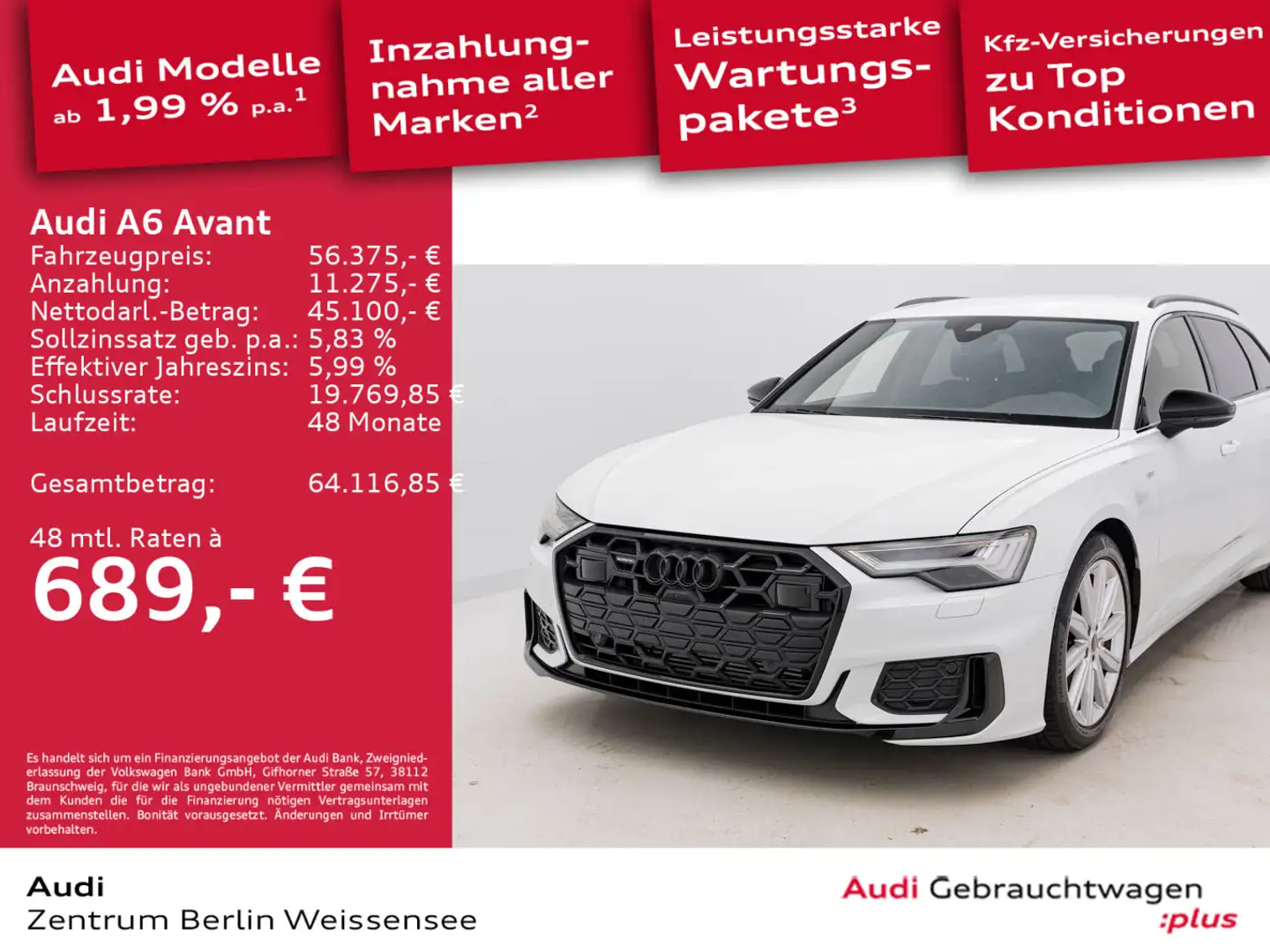 Audi A6 55 TFSI e S-TRO*QU*MATRIX*AHK*RFK*ACC** Weiß - 1