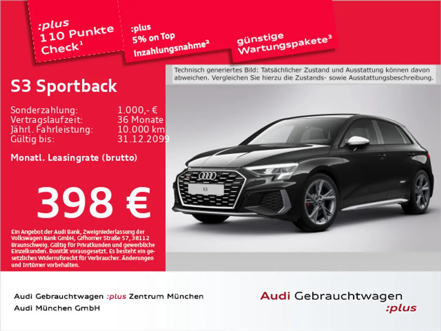 Audi S3 TFSI S tronic Navi+/Kamera/ACC Noir - 1
