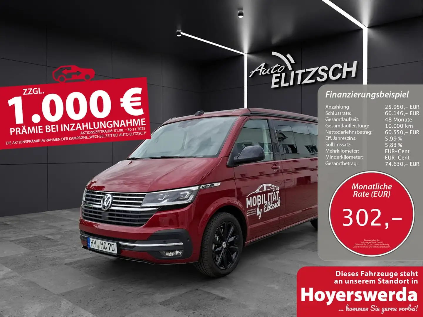Volkswagen T6 California T6.1 TDI DSG Ocean 4M STH LED AHK Navi ACC Rot - 1