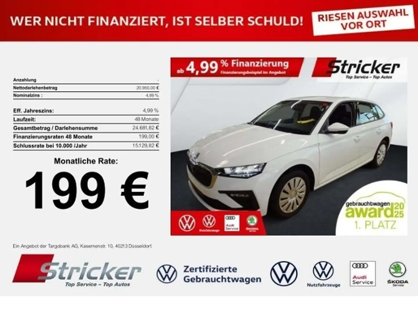 Skoda Scala Essence 1.0TSI DSG 199,-ohne Anzahlung AHK Sitzhe Weiß - 1