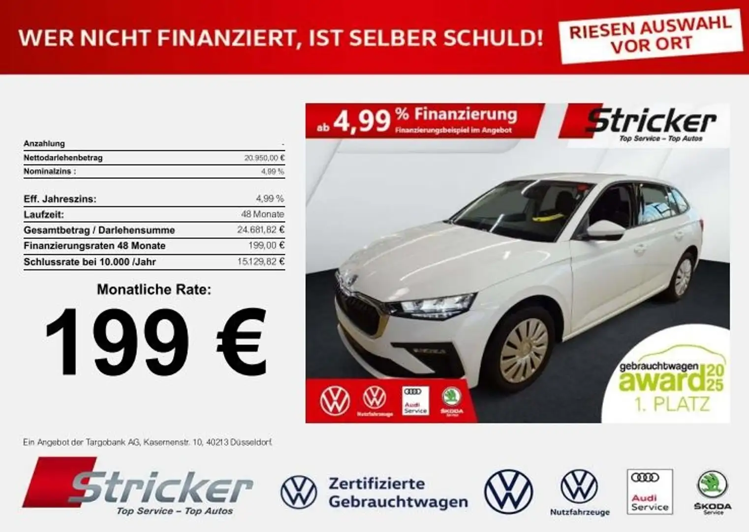 Skoda Scala Essence 1.0TSI DSG 199,-ohne Anzahlung AHK Sitzhe Weiß - 2
