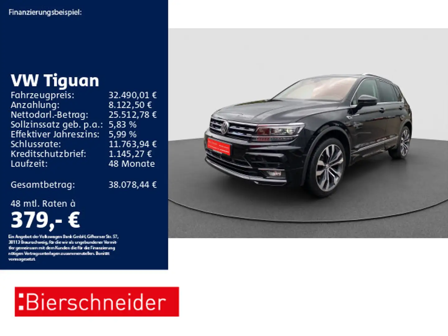 Volkswagen Tiguan 2.0 TDI DSG 4Mo Highline R-Line AHK STHZ Schwarz - 1