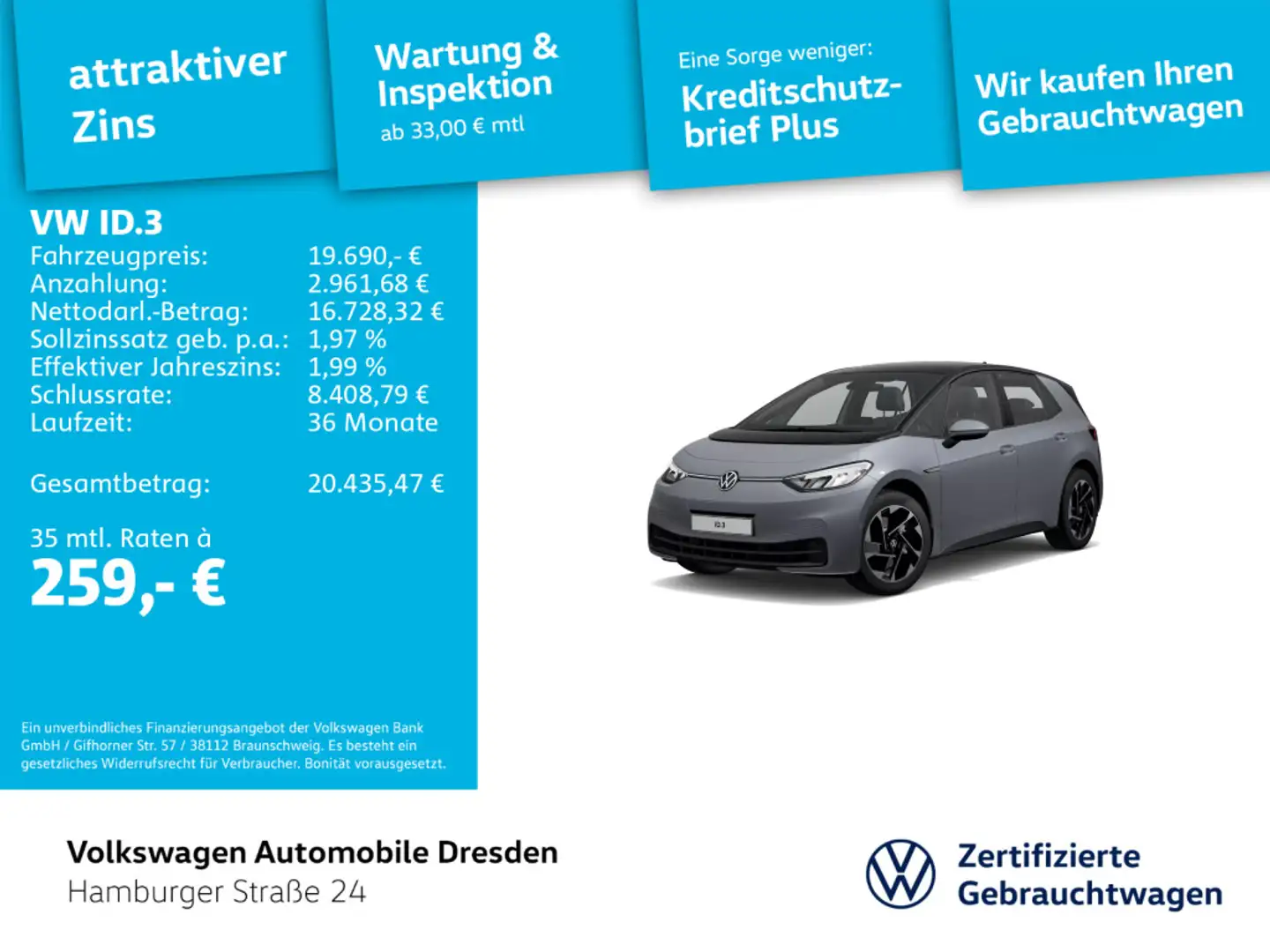Volkswagen ID.3 Pure Performance Grau - 1