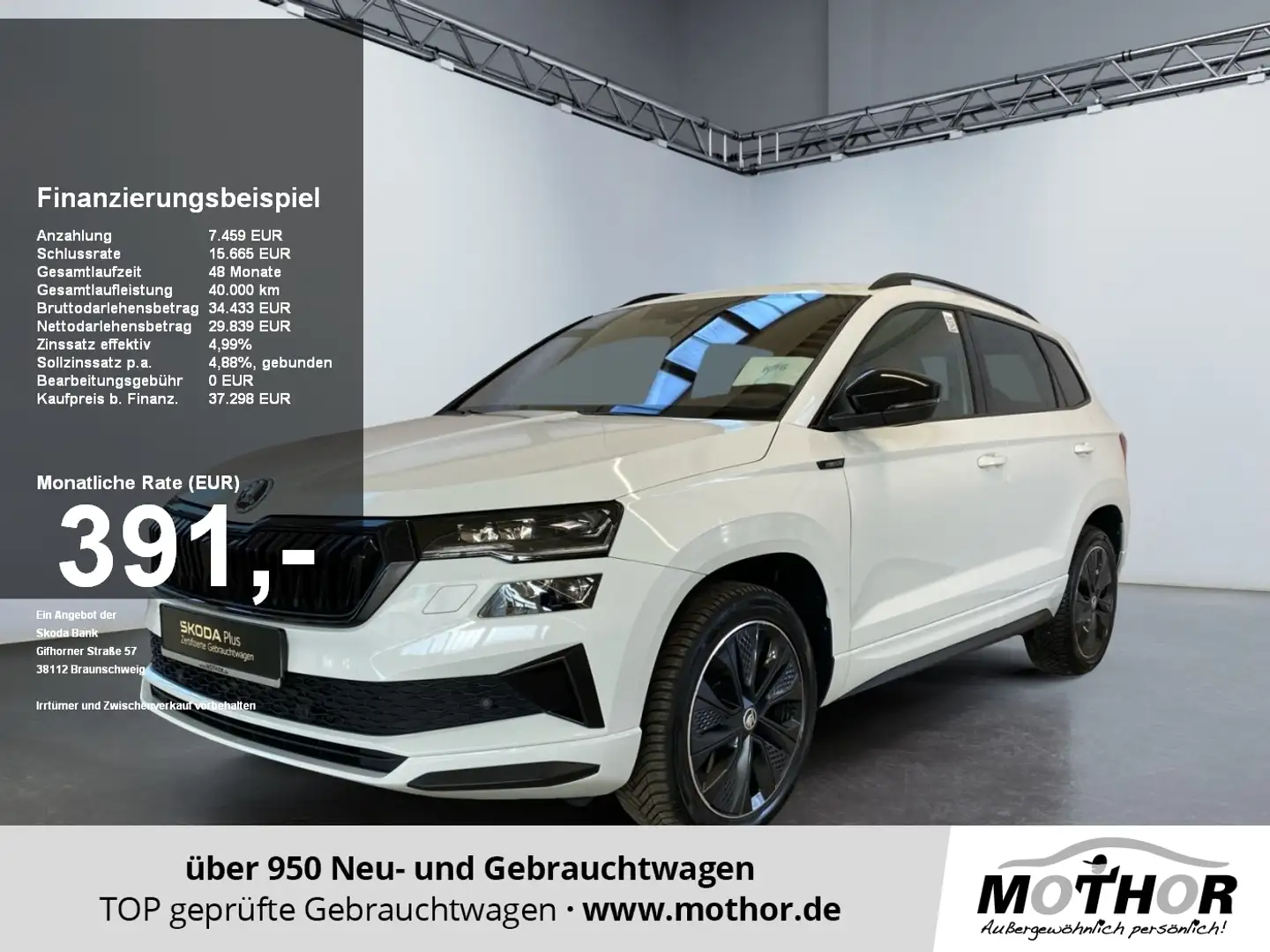 Skoda Karoq Sportline 1.5 TSI DSG IACC 4xSHZ LMF18“ Weiß - 1
