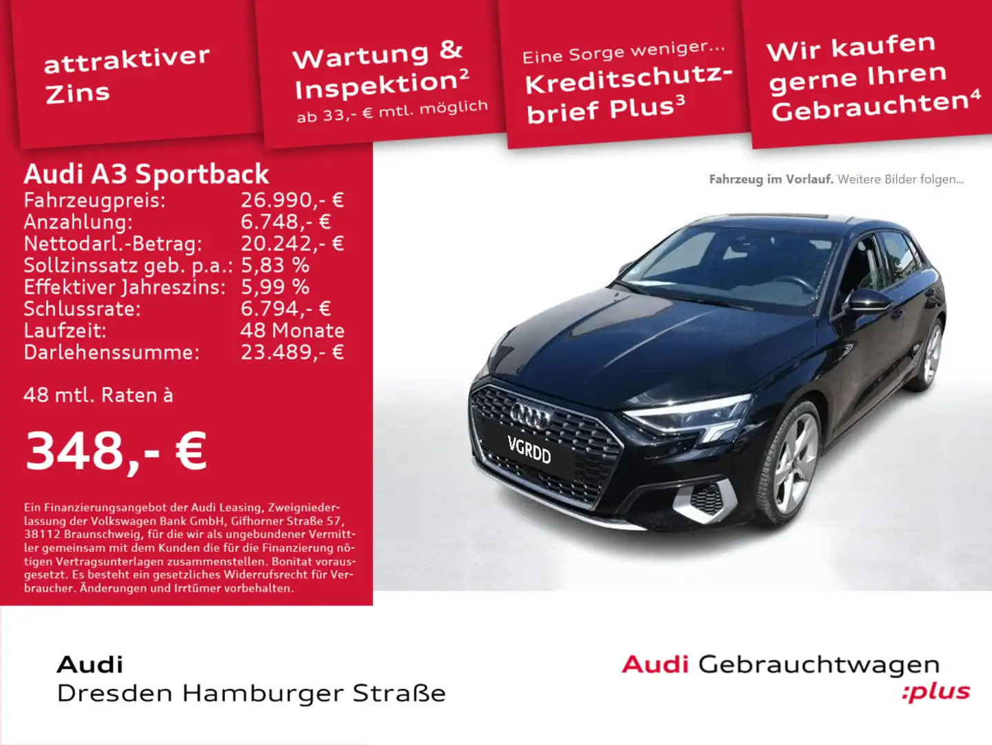 Audi A3 35 TFSI Advanced LED Navi AHZV Schwarz - 1