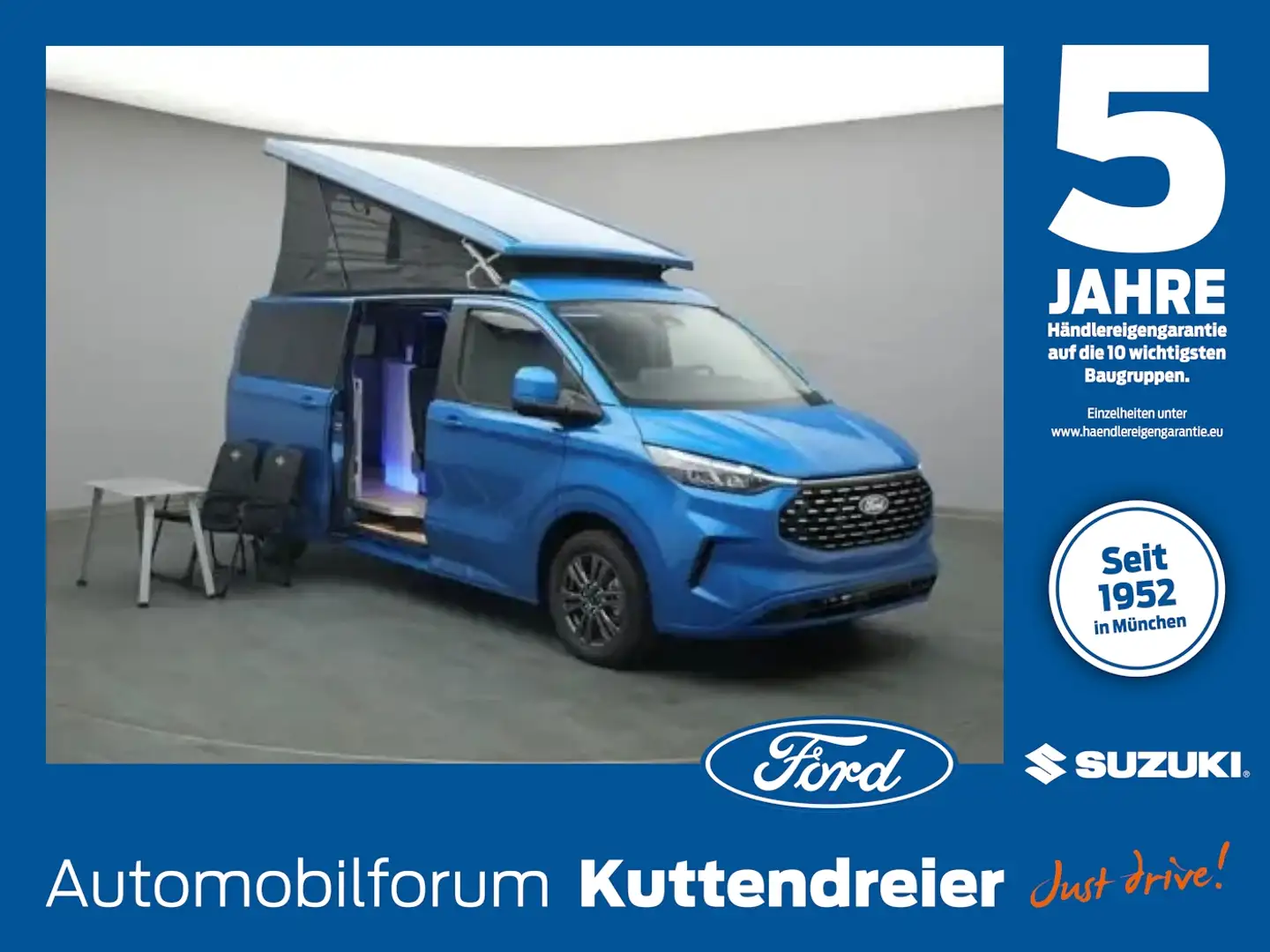 Ford Transit Custom 2.0  320 L2 Nugget SHZ*NAV*AHK Blau - 1