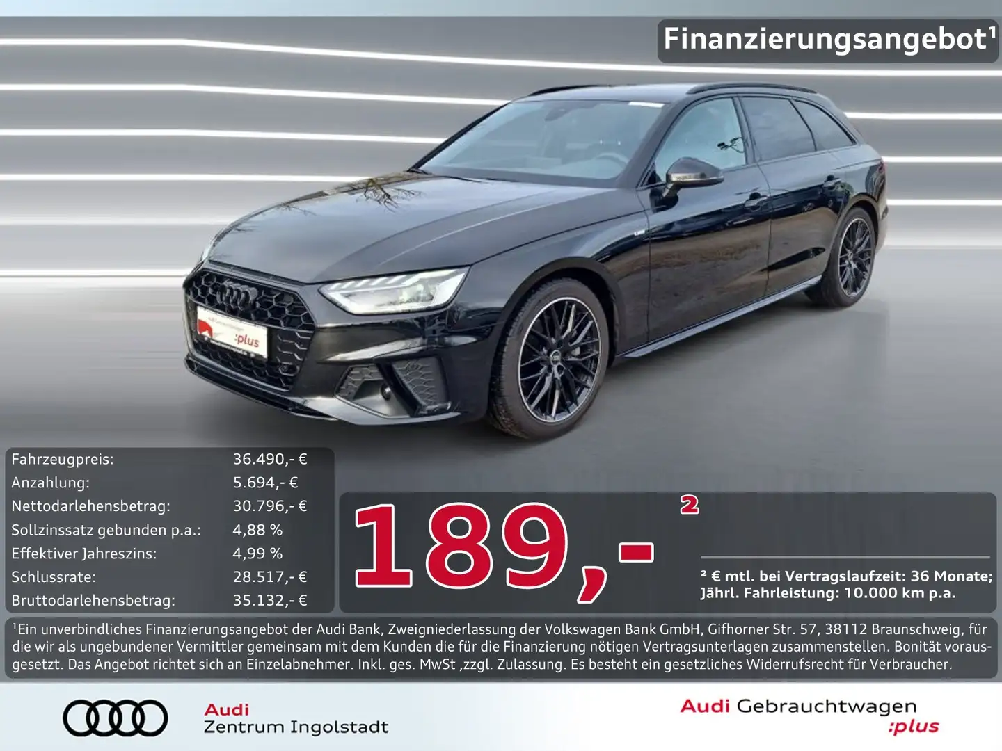 Audi A4 Avant 40 TFSI 2x S line LED NAVI ACC virtual+ Noir - 1