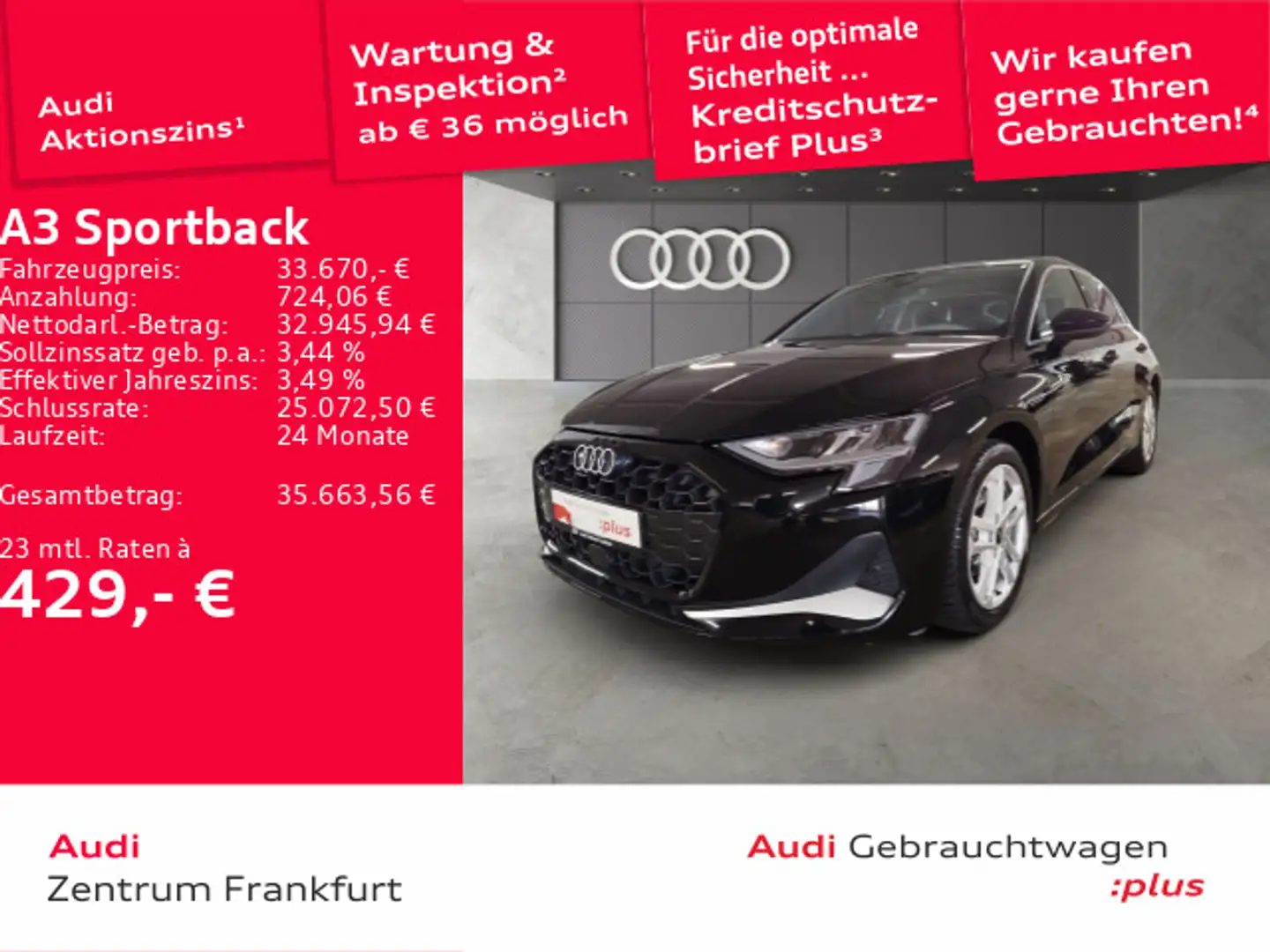 Audi A3 35 TDI S tronic advanced LED ACC DA Schwarz - 1