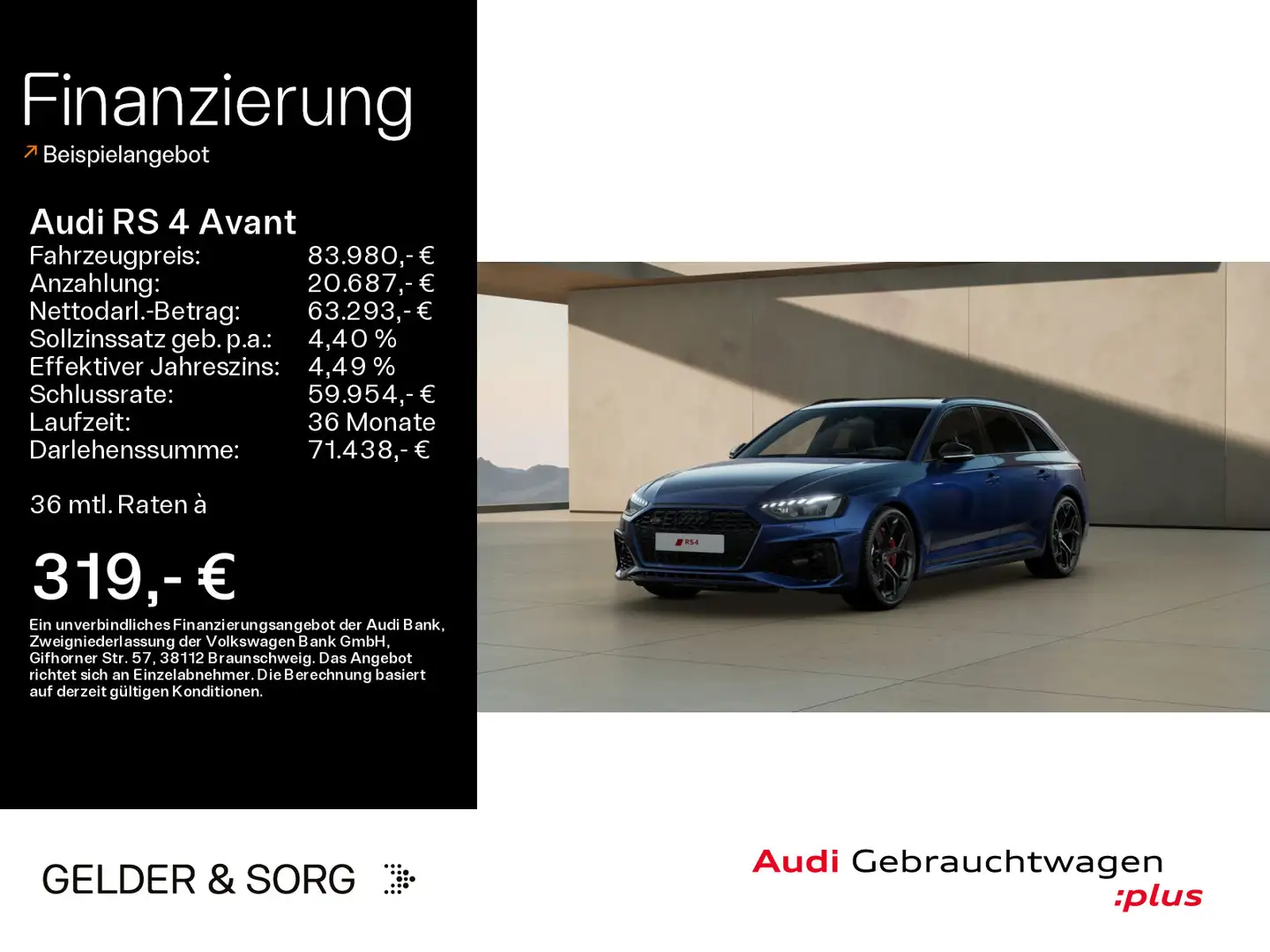 Audi RS4 TFSI quattro 290km/h*AHK*Pano*360°B&O Blau - 1