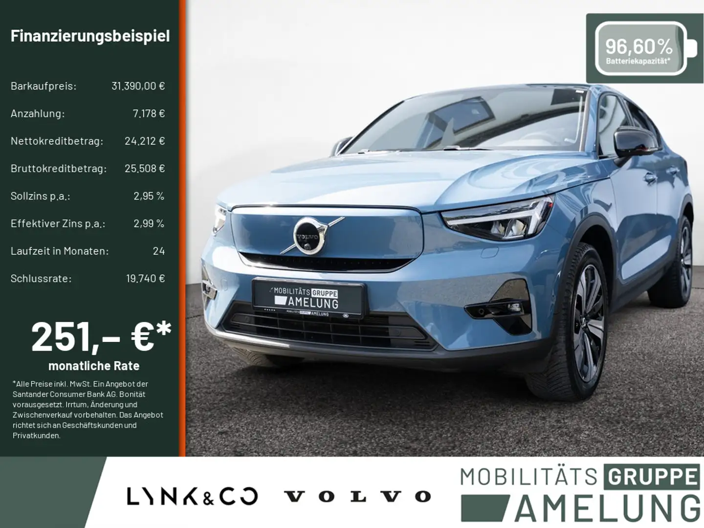 Volvo C40 Ultimate Recharge Pure Electric 2WD 360° Blau - 1