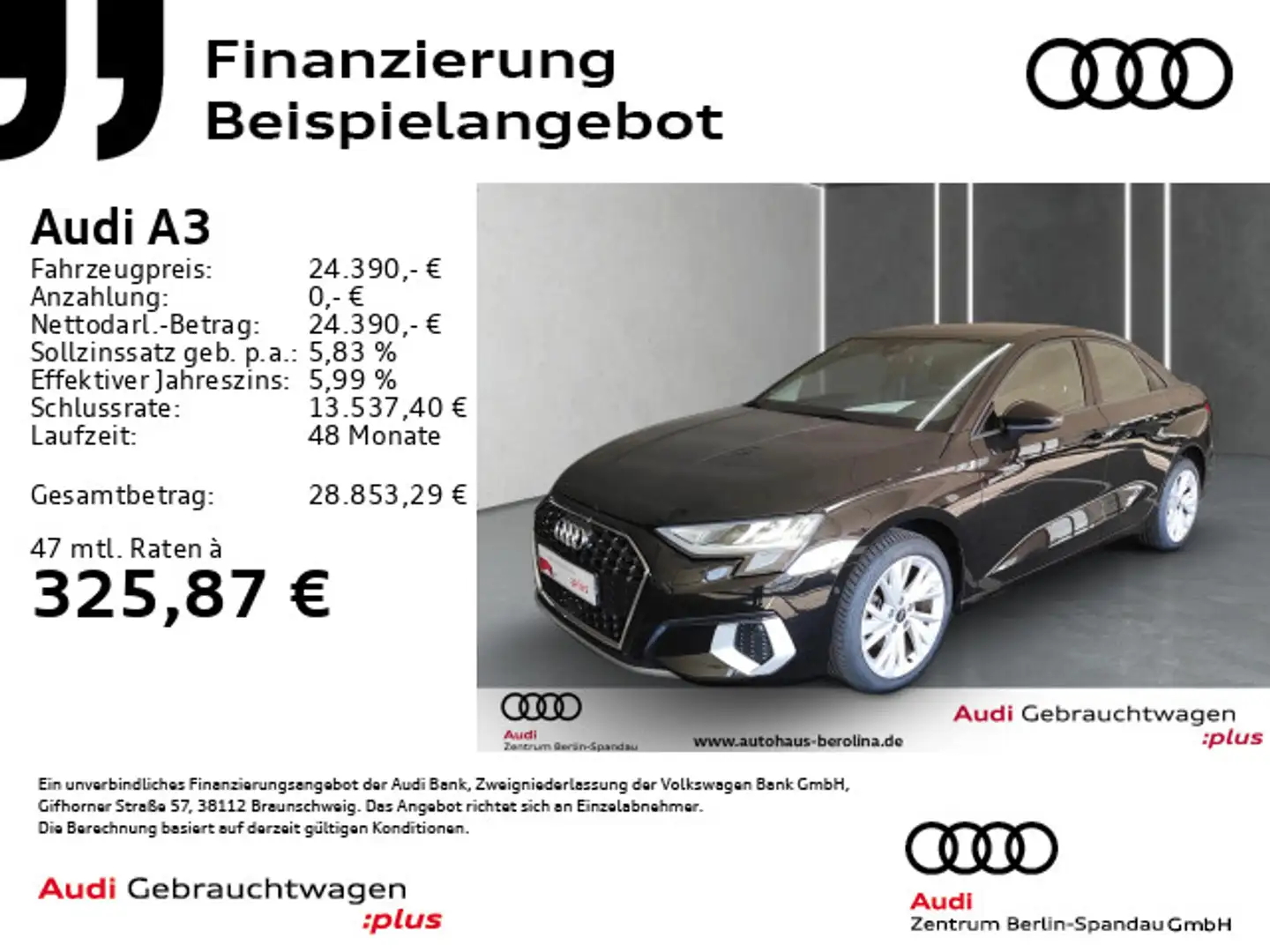 Audi A3 A3 Lim. 30 TFSI Adv. S tronic *ACC*NAV+*R-CAM* Schwarz - 1