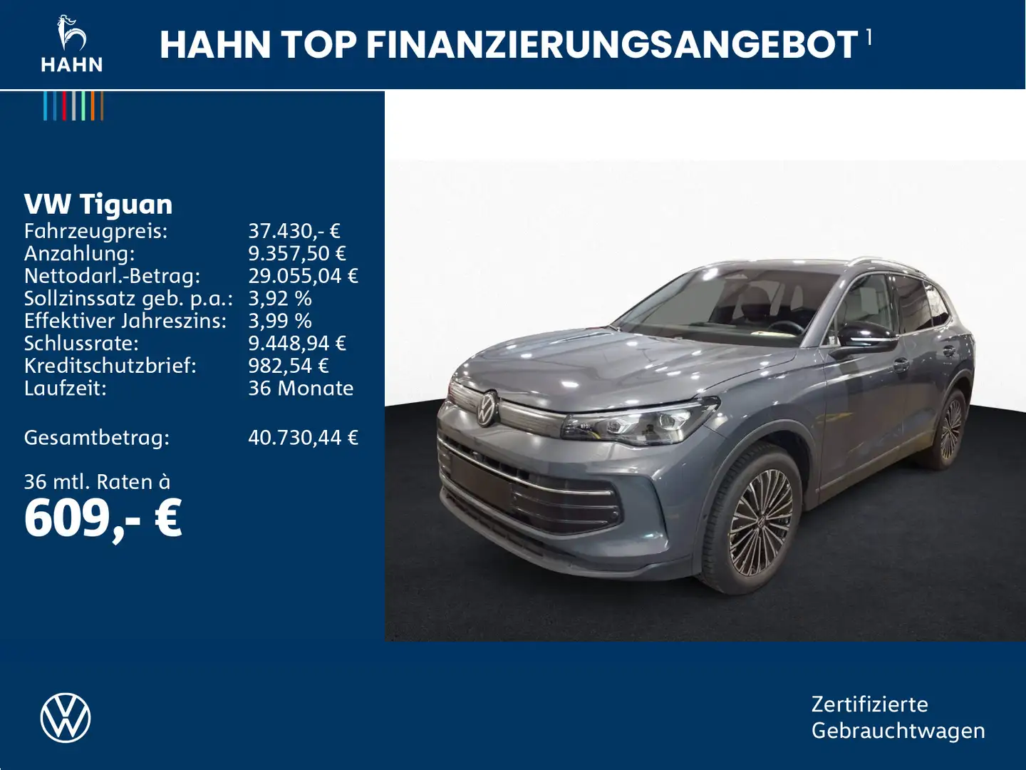 Volkswagen Tiguan 2.0TDI DSG Goal 360° AHK HuD Matrix Navi Grau - 2
