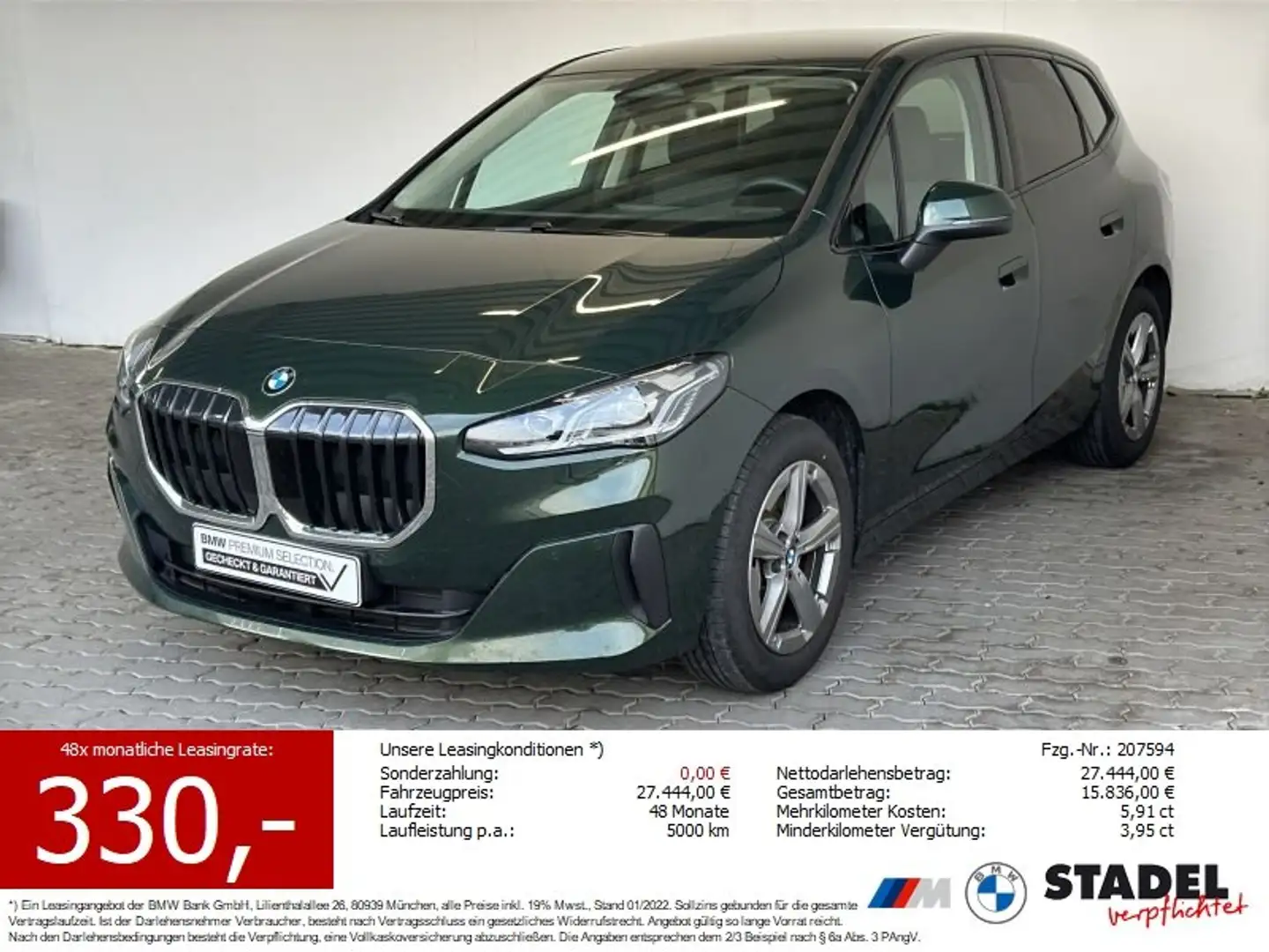 BMW 216 i Active Tourer Navi.LED.RFK.KomfZg.DriveAs+ Grün - 1