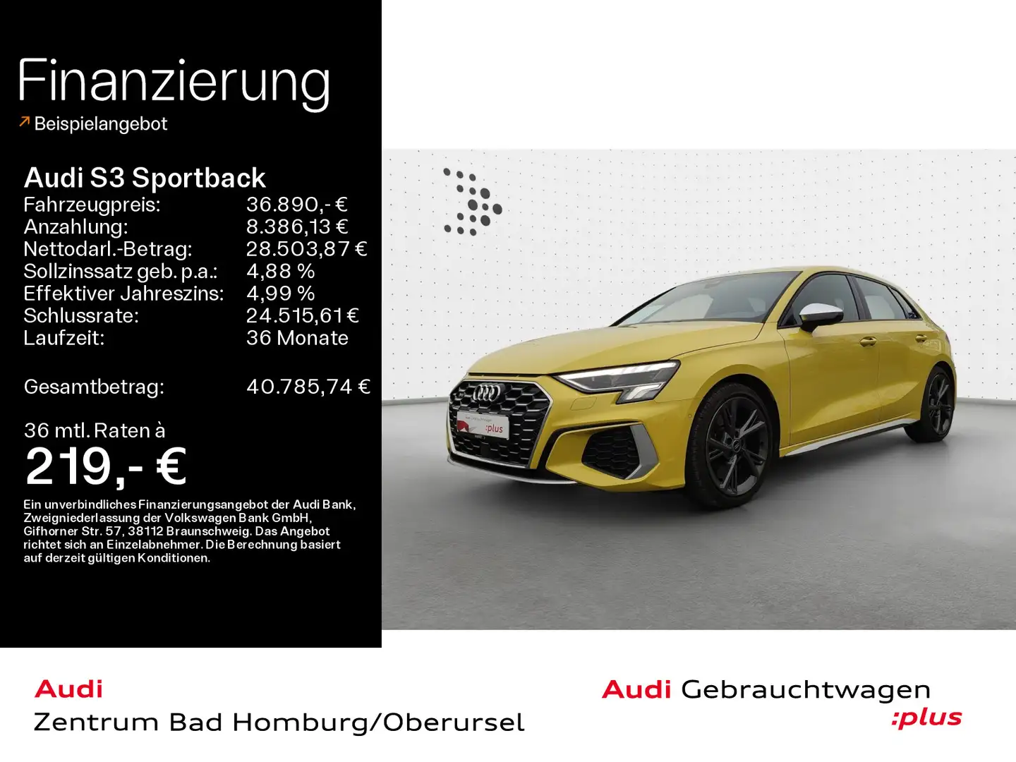 Audi S3 TFSI quattro *Navi*LED*Alu*PDC*Virt Gelb - 1
