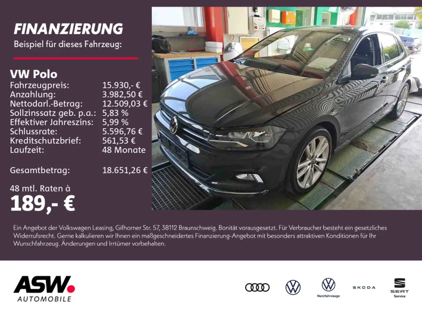 Volkswagen Polo Highline 1.0 TSI LED NAVI RFK PDC SHZ Grau - 1