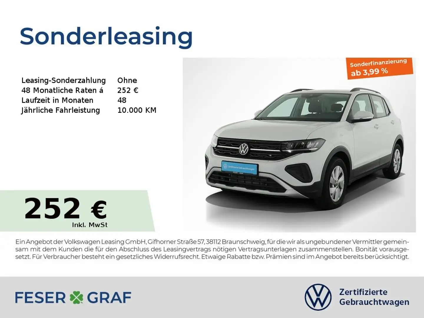 Volkswagen T-Cross Life 1.0 TSI Navi LED DigiCockpit SiHz ACC LM Bianco - 1