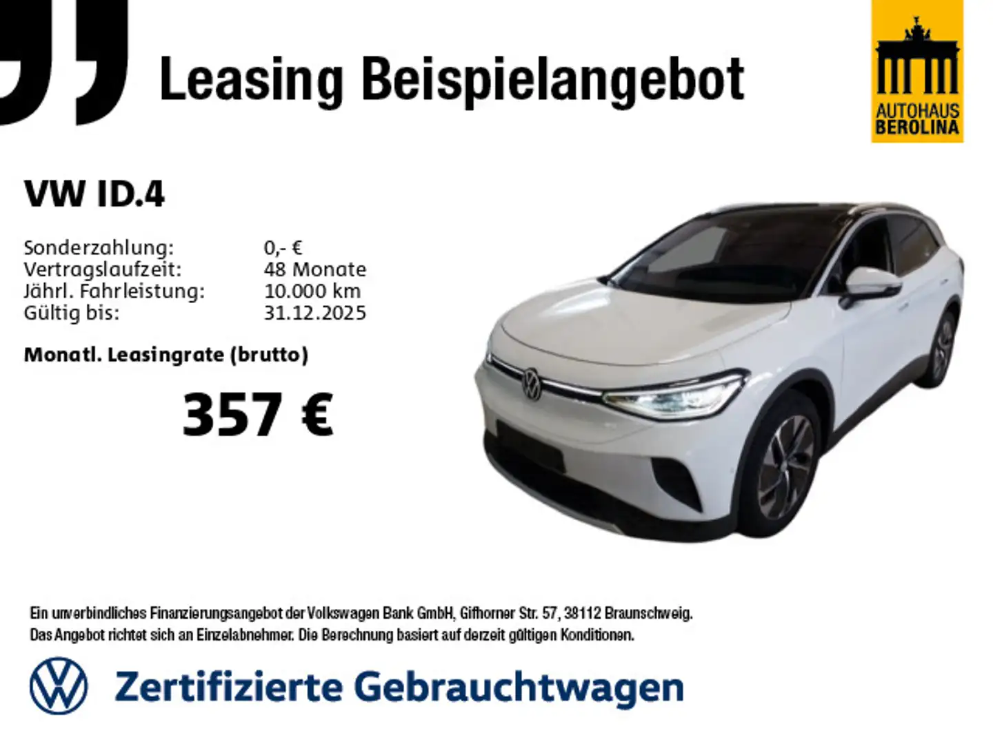 Volkswagen ID.4 Pure *IQ-MATRIX*PANO*360°*ACC*WärmeP*NAV* Weiß - 1