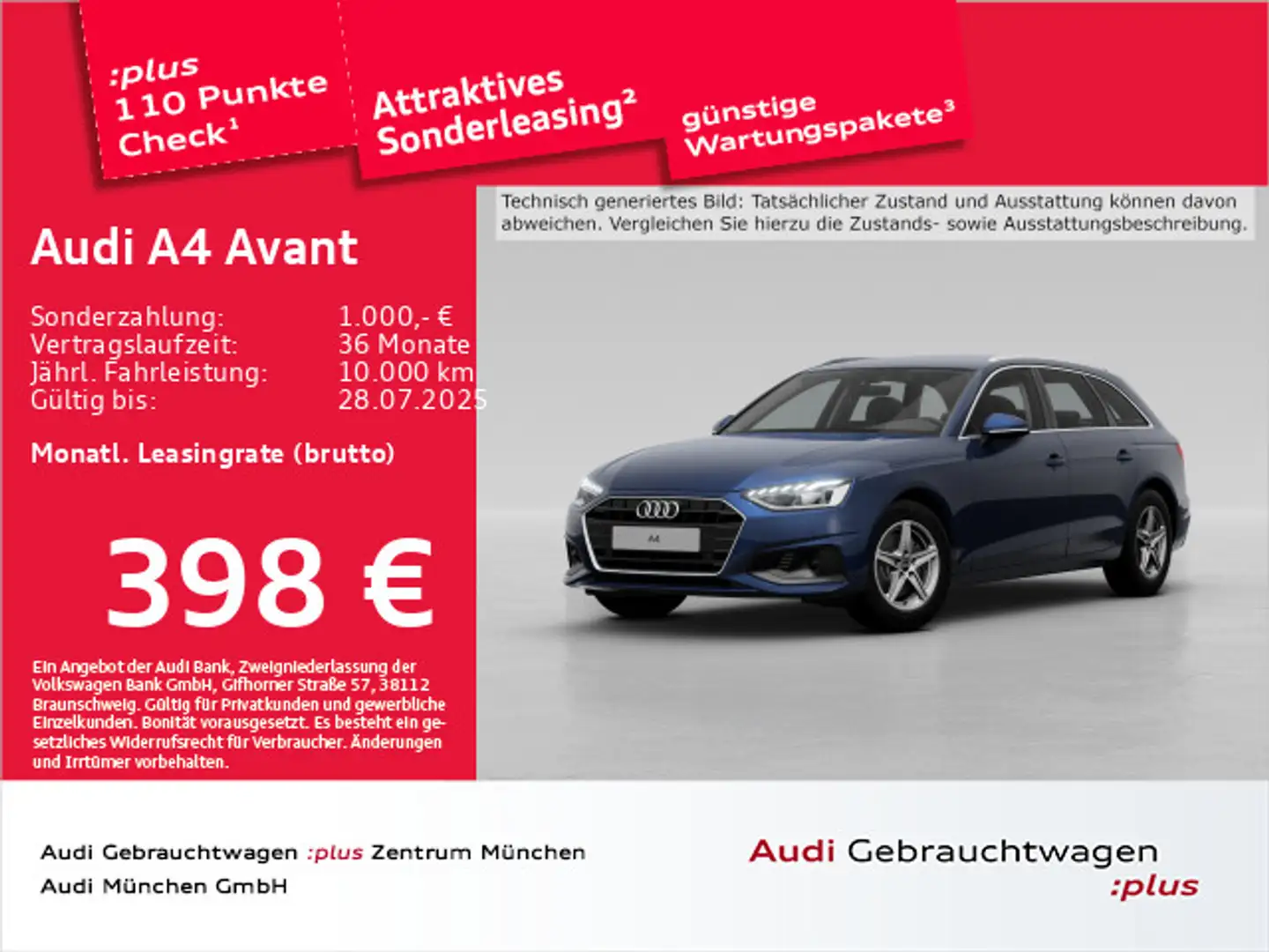 Audi A4 35 TDI S tronic Virtual+/Navi+/StdHzg Blau - 1
