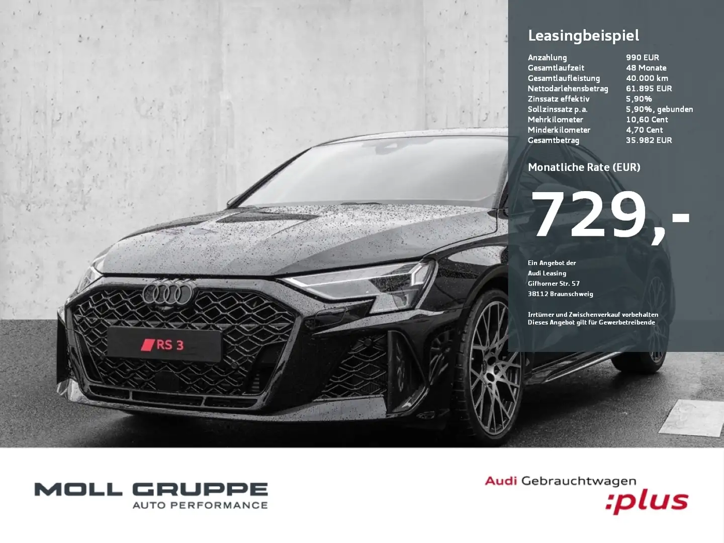 Audi RS3 RS 3 Limousine 294(400)  S tronic NAVI LED ACC Schwarz - 1