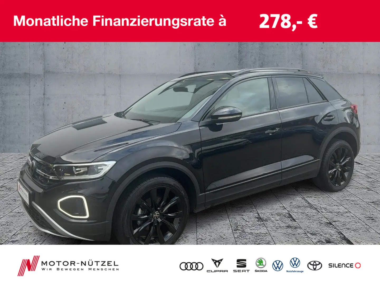 Volkswagen T-Roc 1.5 TSI STYLE LED+NAVI+ACC+APP+SHZ+RFK+18" Zwart - 1