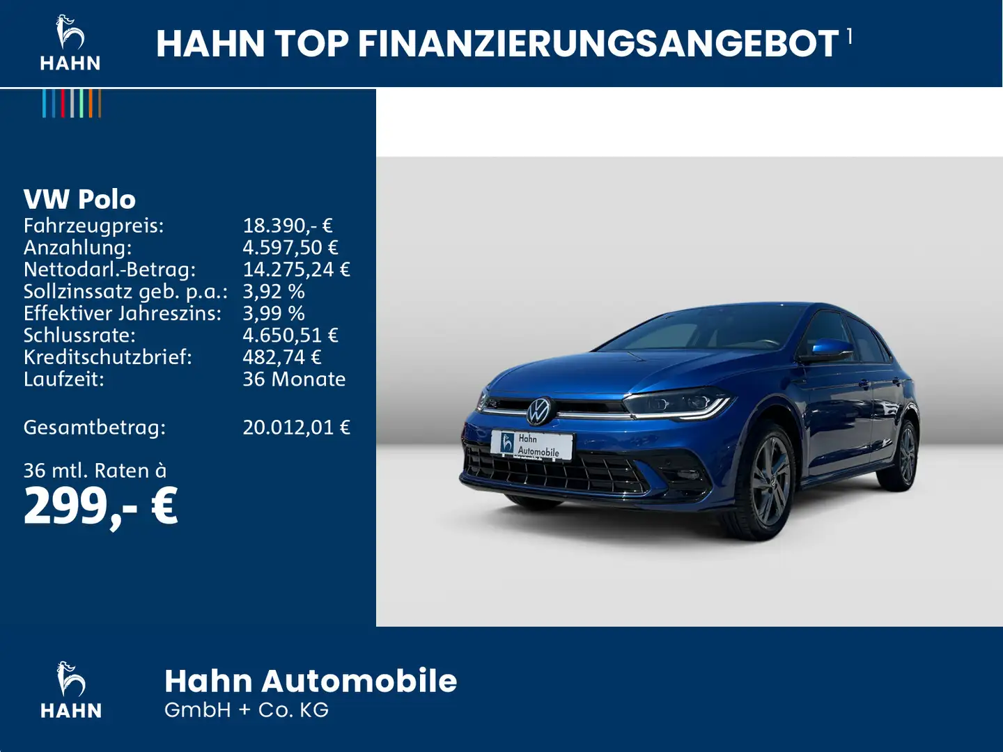 Volkswagen Polo 1.0 TSI R-Line Matrix Navi Beats Sitzh APP Blau - 2