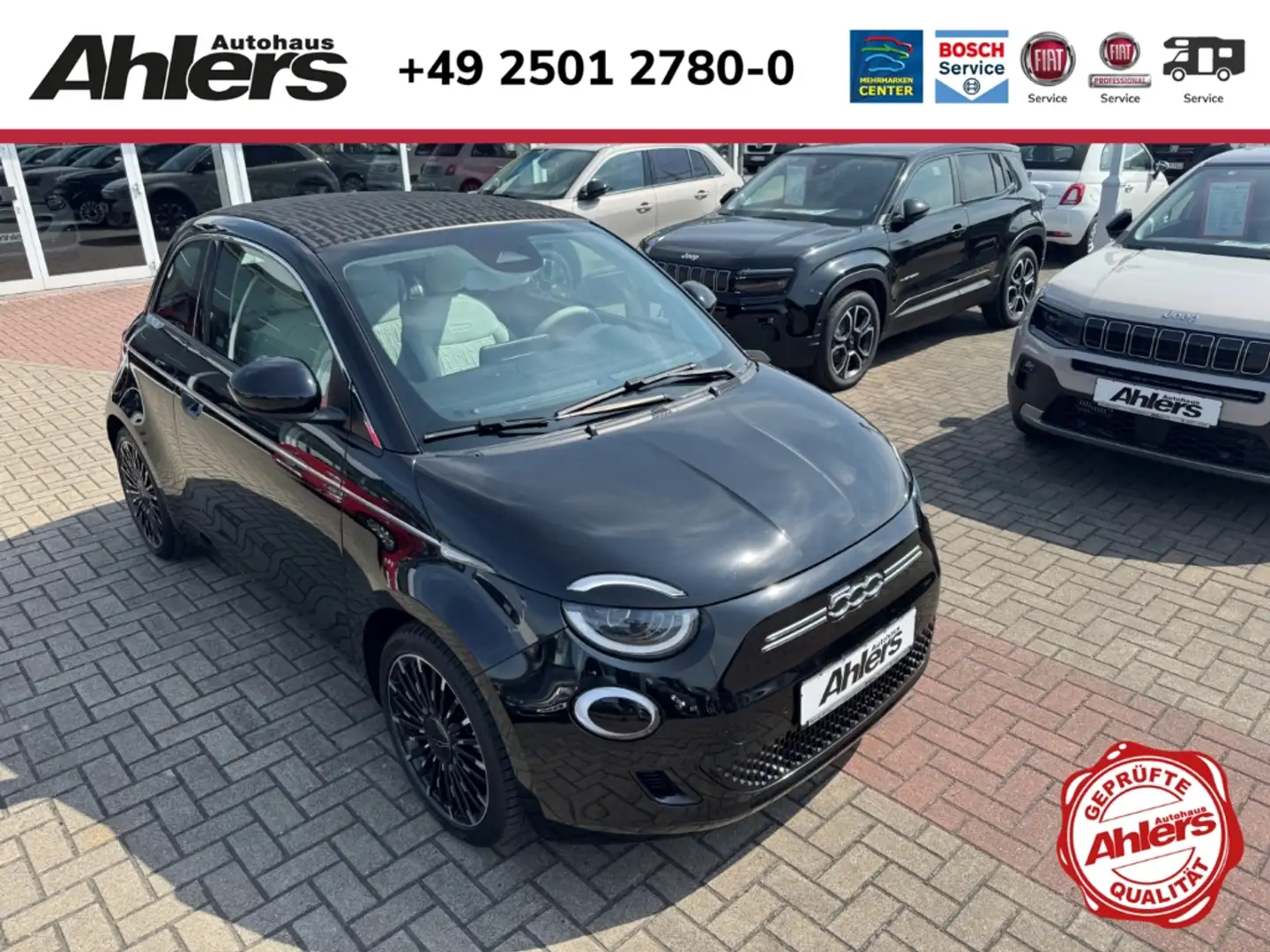 Fiat 500e la Prima+LEDER+NAVI+ALLWETTER+SHZ+LED+ACC+ Schwarz - 1