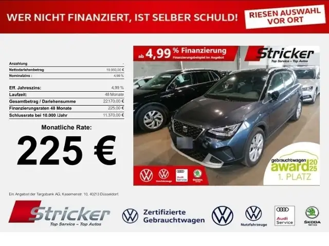 SEAT Arona Xperience 1.0TSI DSG 225,-ohne Anzahlung LED