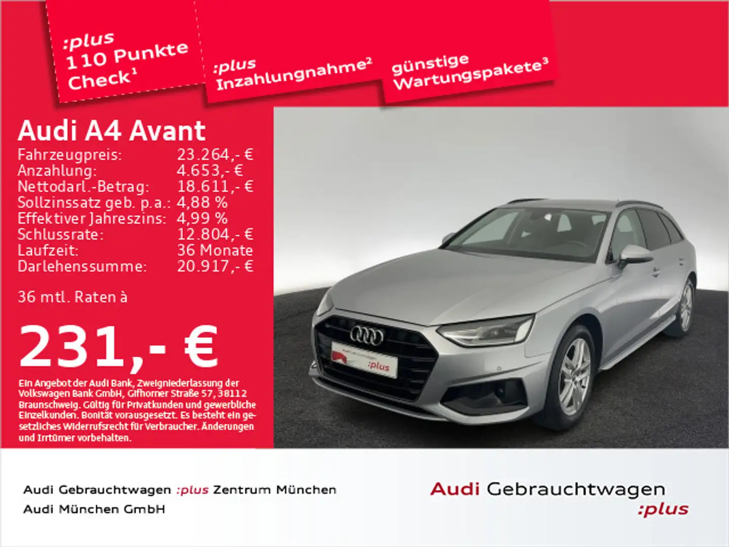 Audi A4 30 TDI S tronic advanded AHK/PDC+ Argento - 1