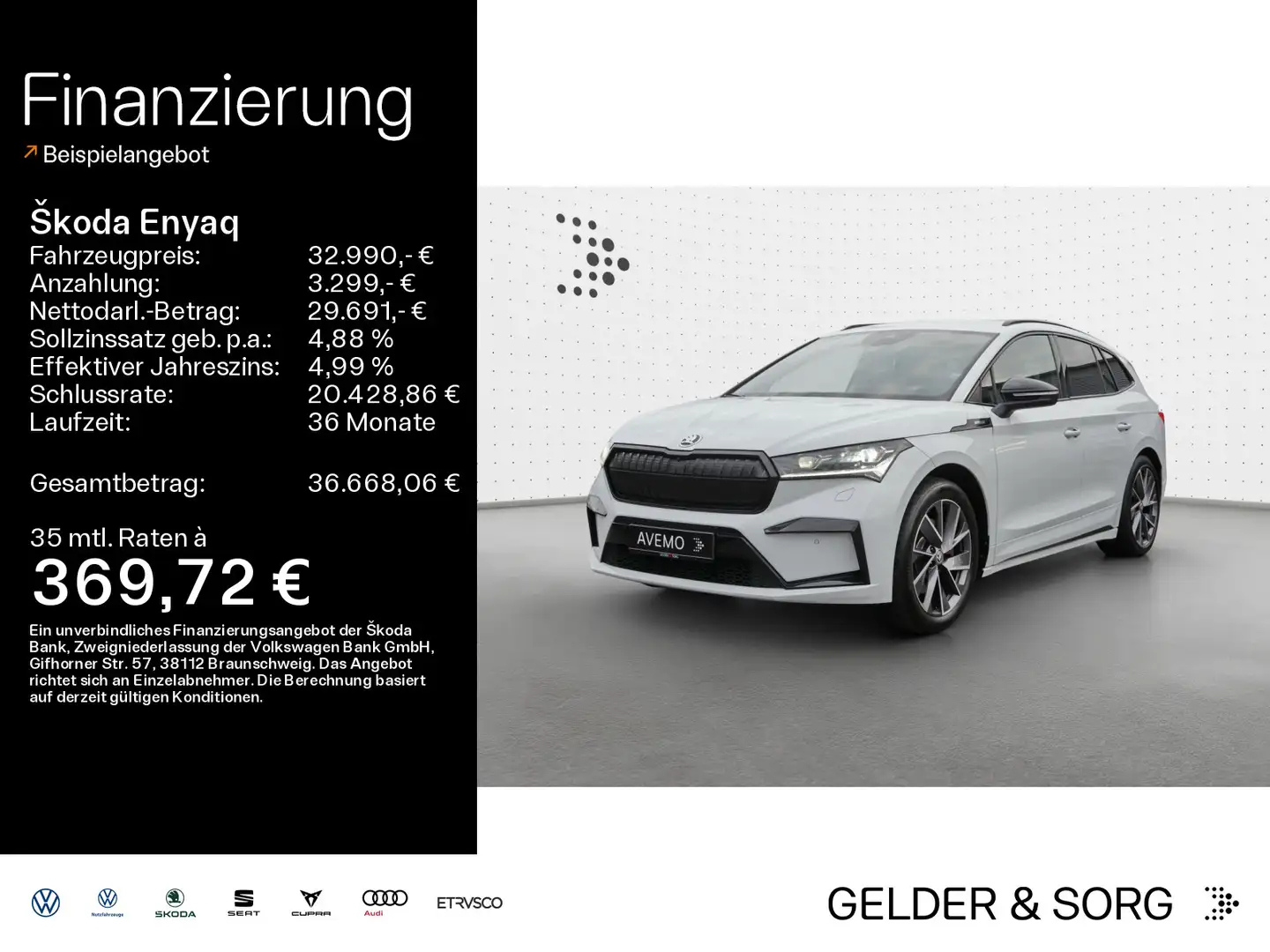 Skoda Enyaq iV Sportline 20Z*LED*AHK*Navi*360° Weiß - 1