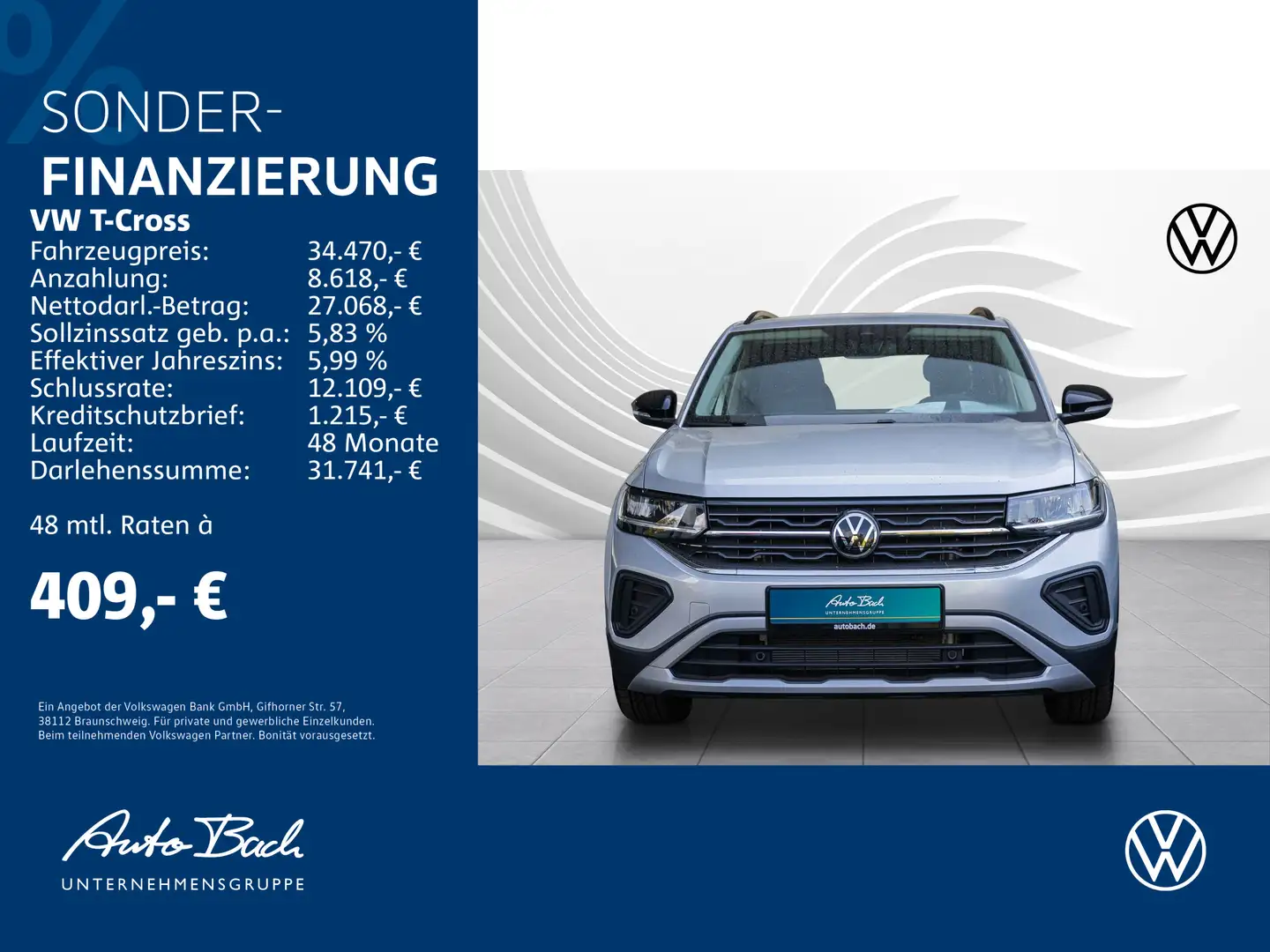 Volkswagen T-Cross Life 1.0 l TSI OPF 85 kW (116 PS) 7-Gang Silber - 2