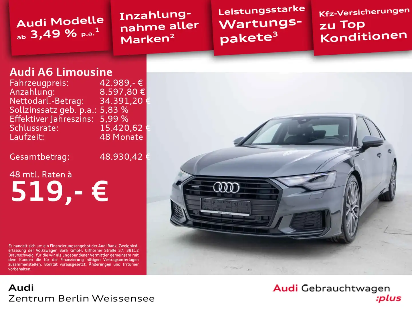Audi A6 45 TFSI S-TRO*QUA*S-LINE*LEDER*APP* Grau - 1