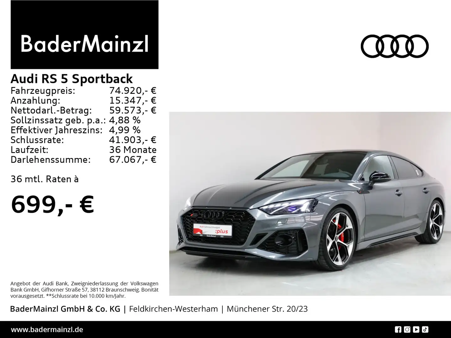 Audi RS5 Competition Pano Matrix 360° ACC Gris - 1