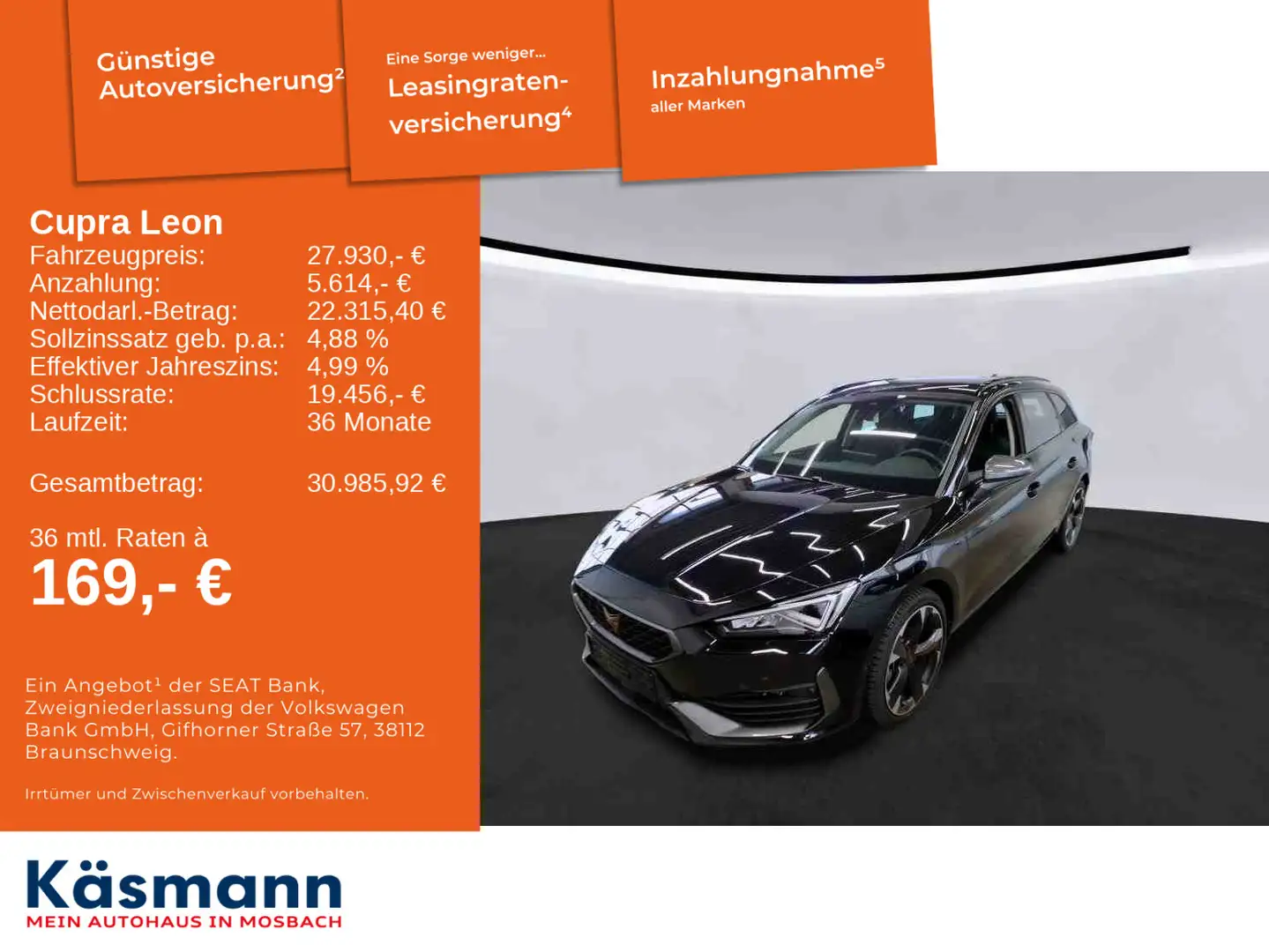 CUPRA Leon SP 1.5eTSI LED KAM NAV SHZ Schwarz - 2