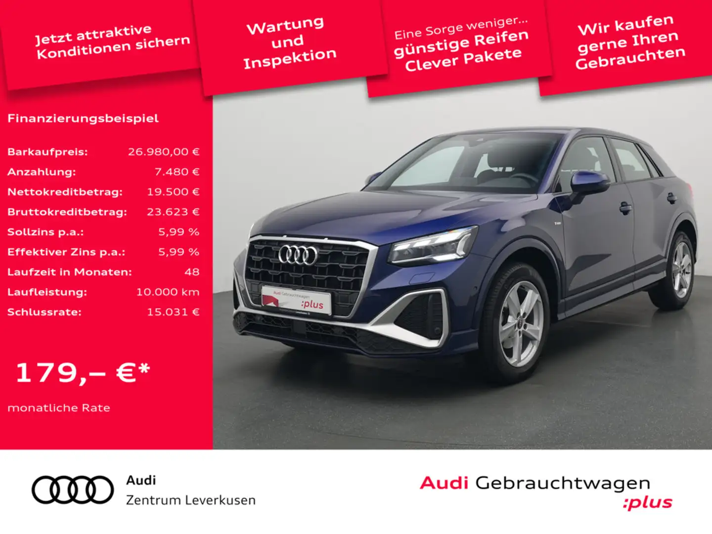 Audi Q2 S line LEDER APP CONNECT SPORTSITZE PDC SHZ Schwarz - 1