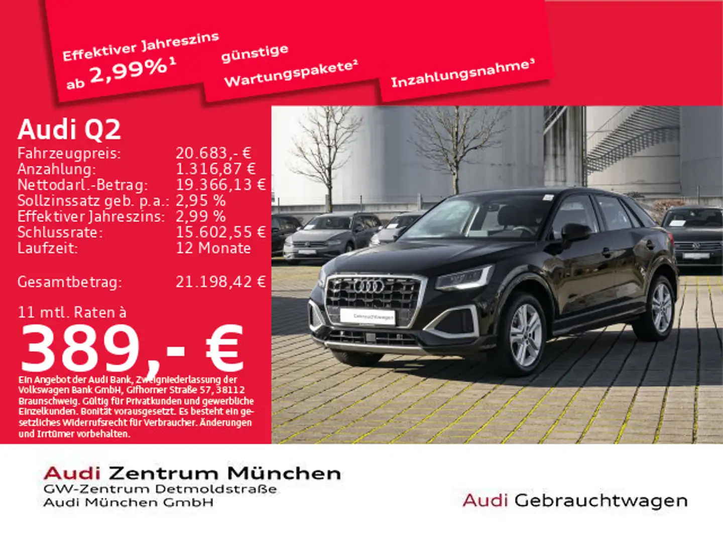 Audi Q2 30 TFSI advanced Navi/PDC Schwarz - 1