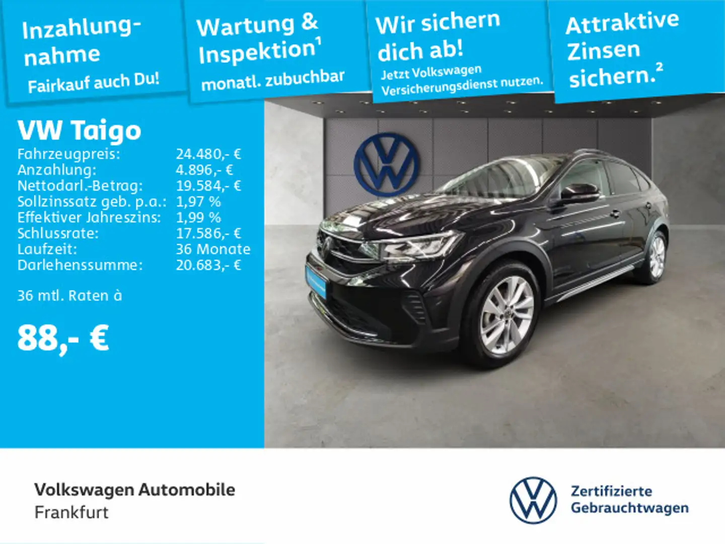 Volkswagen Taigo 1.5 TSI MOVE FrontAssist LED DAB+ Noir - 1