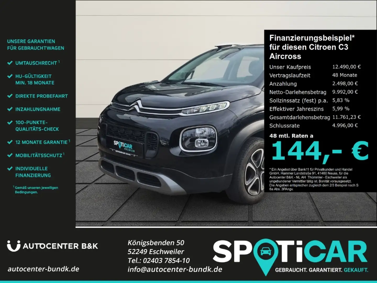 Citroen C3 Aircross PureTech 110 FEEL PACK  AHK SHZ PDC Schwarz - 1