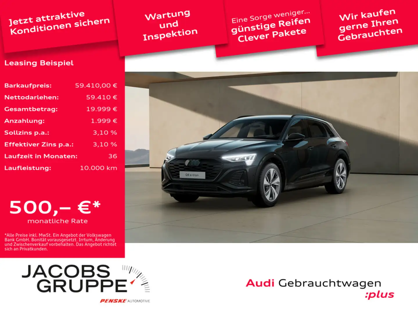 Audi Q8 50 S line/All Black/Matrix/ACC/HUD/360° e-tro Schwarz - 1