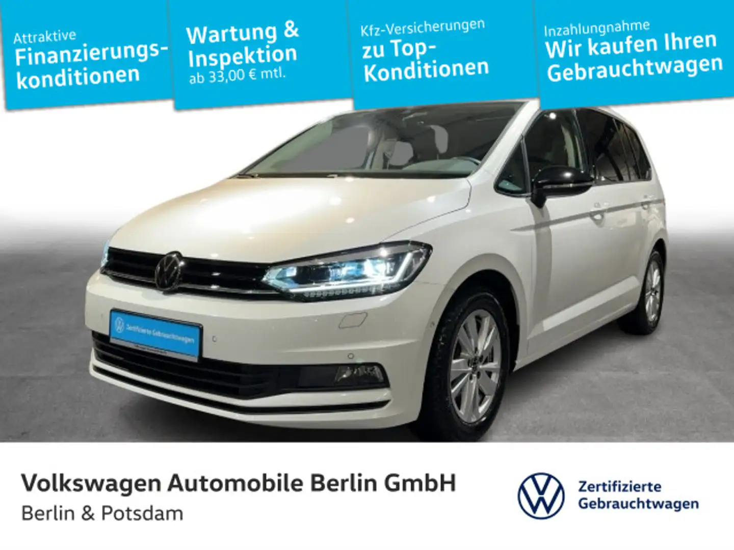 Volkswagen Touran 1.5TSI DSG Highline P-DACH STHZ AHK 7-Sit Weiß - 1