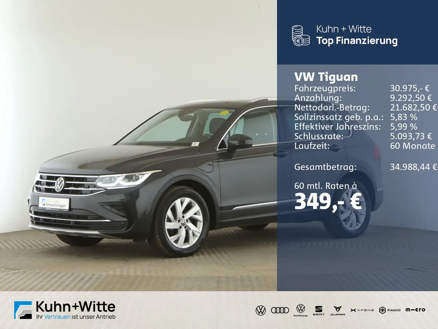 Volkswagen Tiguan 1.4 TSIe Elegance *Hybrid*Pano*RFK*Navi*I Grijs - 1