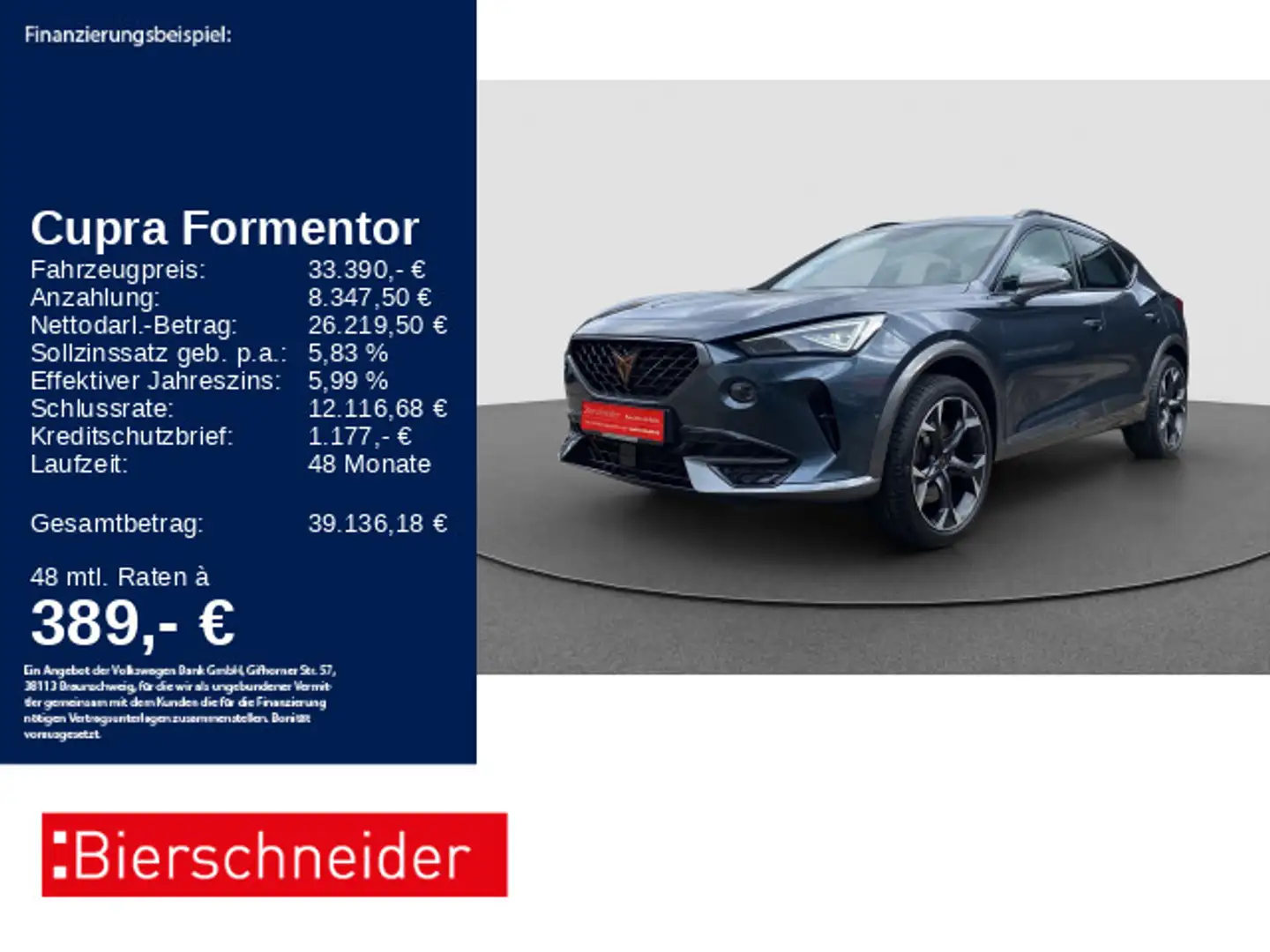 CUPRA Formentor 2.0 TSI DSG 4Drive VZ 19 DCC MATRIX BE Grau - 1