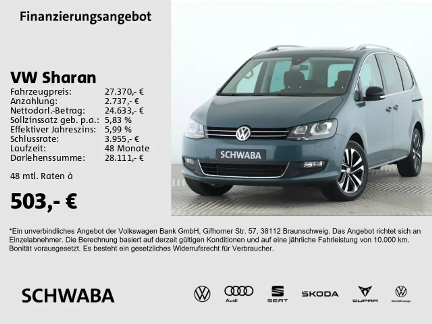 Volkswagen Sharan IQ.DRIVE 1.4 TSI DSG NAV*AHK*ACC*PANO*17" Bleu - 1
