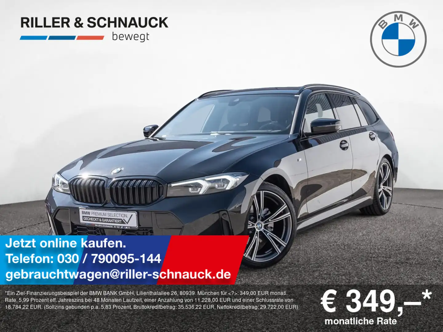 BMW 320 i Touring M-Sport PANO+19 Zoll+ACC+HUD+KAM Zwart - 1