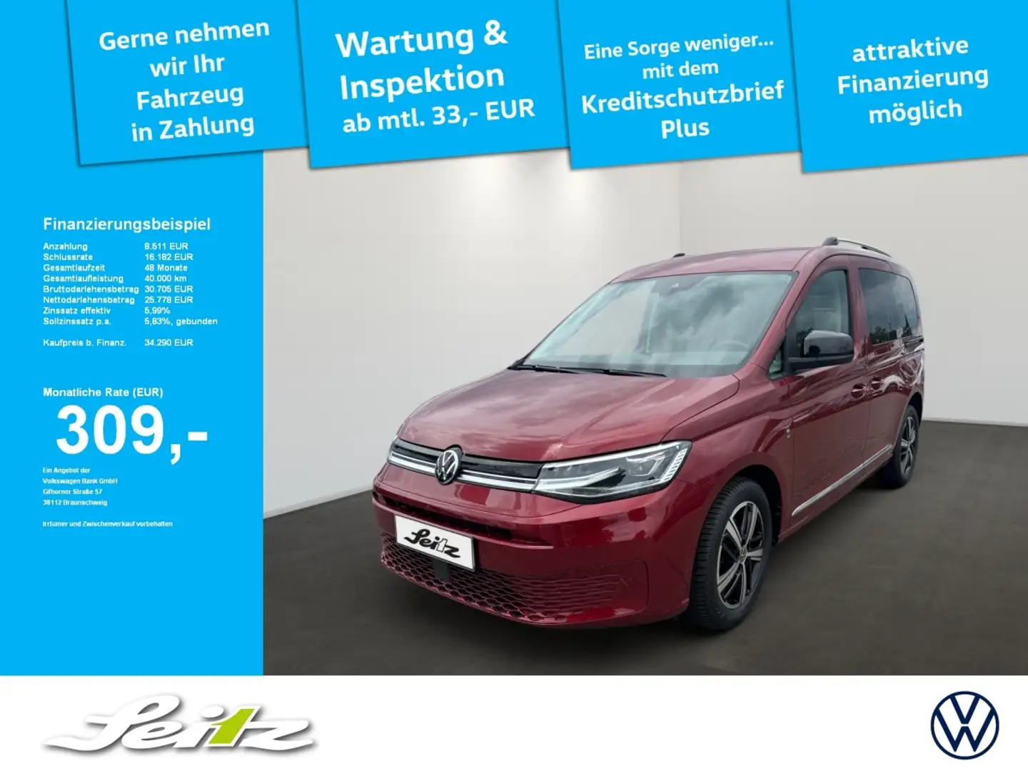 Volkswagen Caddy 1.5 TSI KR Style ´*AHK*KAMERA*LED*SITZH* Rosso - 1