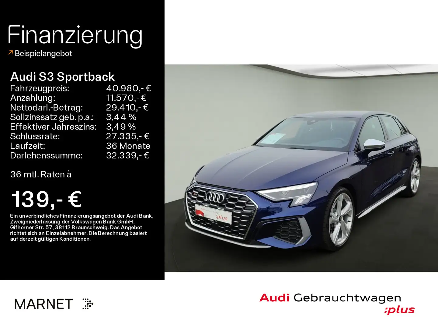 Audi S3 2.0 TFSI quattro*Navi*LED*B&O*PDC*V Blau - 1