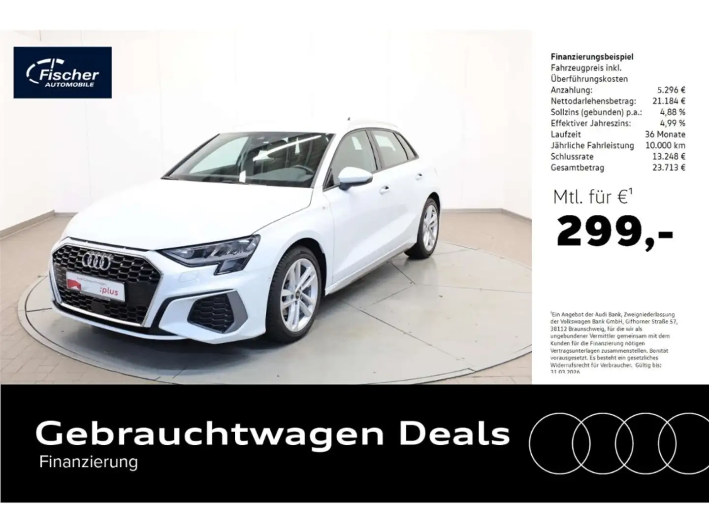Audi A3 Sportback 35 TDI S line S-Tronic NAV/Virt/RFK Weiß - 1