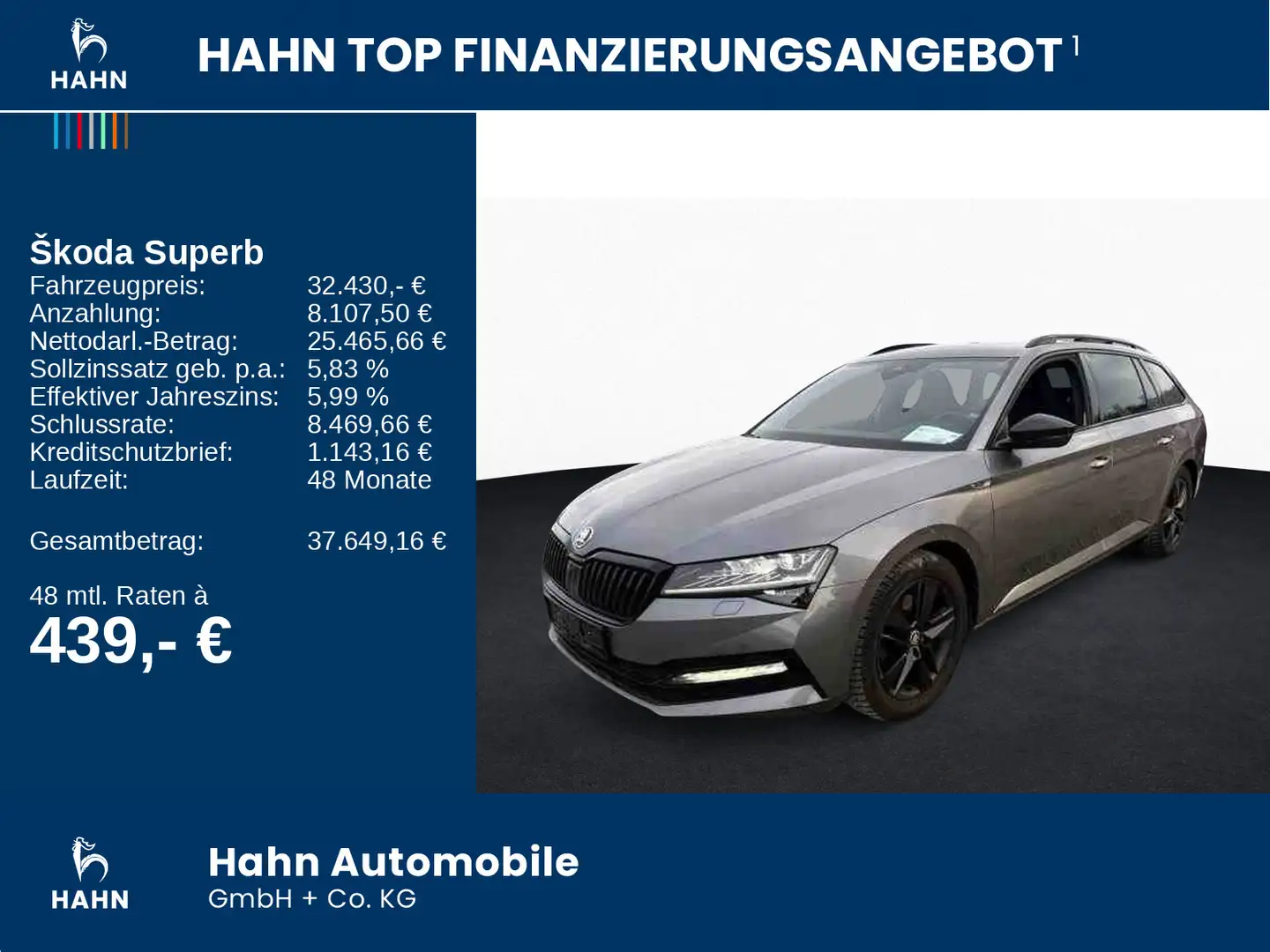 Skoda Superb Combi 2.0TDI DSG 4x4 Sportline AHK Matrix Grau - 2